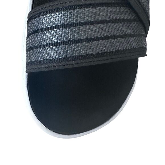 Adidas Sandals Swim Slide 90s Regular Fit Black Grey White Comfort Size 10 - Picture 5 of 10